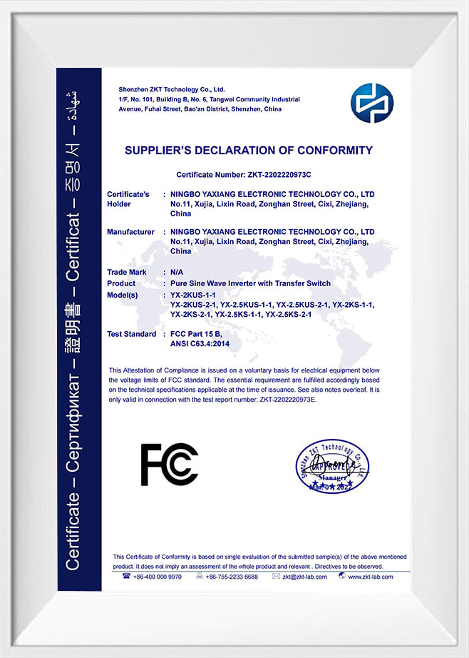 Certificat YX-2KUS-1-1-FCC_Test